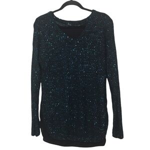 Apt 9 Blue Black Sequin Layered Knit Sweater